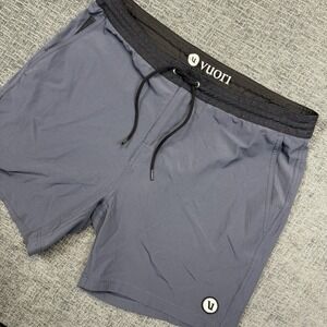 Vuori Athletic Shorts in Slate Blue with Black Waistband